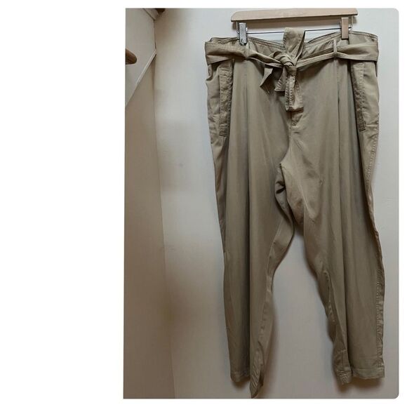 Lauren Ralph Lauren New Neutral Lyocell Tie Waist Pocket Plus Size 20W Pant - Picture 3 of 11